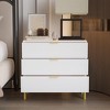Hitow White 3 Drawer Nightstand Brushed Textured Finish & Metal Legs Bedside Dresser - 2 of 4