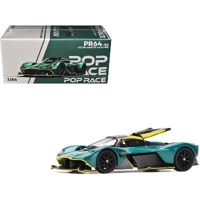 Aston Martin Valkyrie Green Metallic with Carbon Top 1/64 Die Cast Model Car by Pop Race