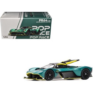 Aston Martin Valkyrie Green Metallic with Carbon Top 1/64 Die Cast Model Car by Pop Race - 1 of 3