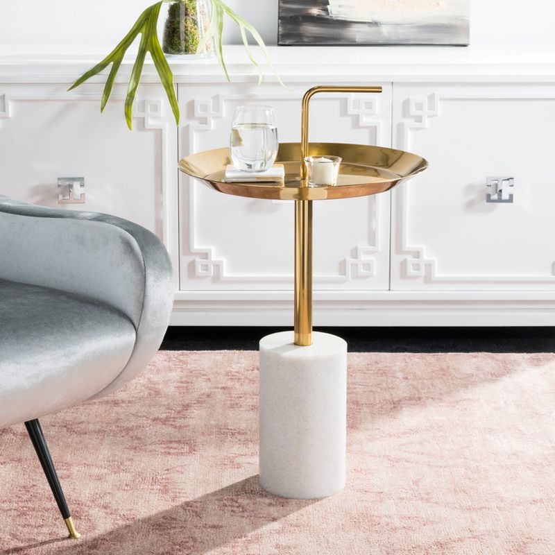 Apollo Round Brass Top Side Table - Brass/Marble - Safavieh., 3 of 6