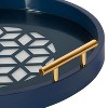 Kate and Laurel Caspen Tray, 15.5" Diameter, Navy Blue - 3 of 4