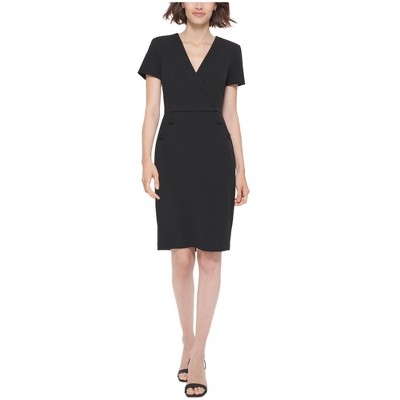Calvin Klein Womens V Neck Surplice Sheath Dress