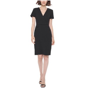 Calvin Klein Womens V Neck Surplice Sheath Dress - 1 of 1