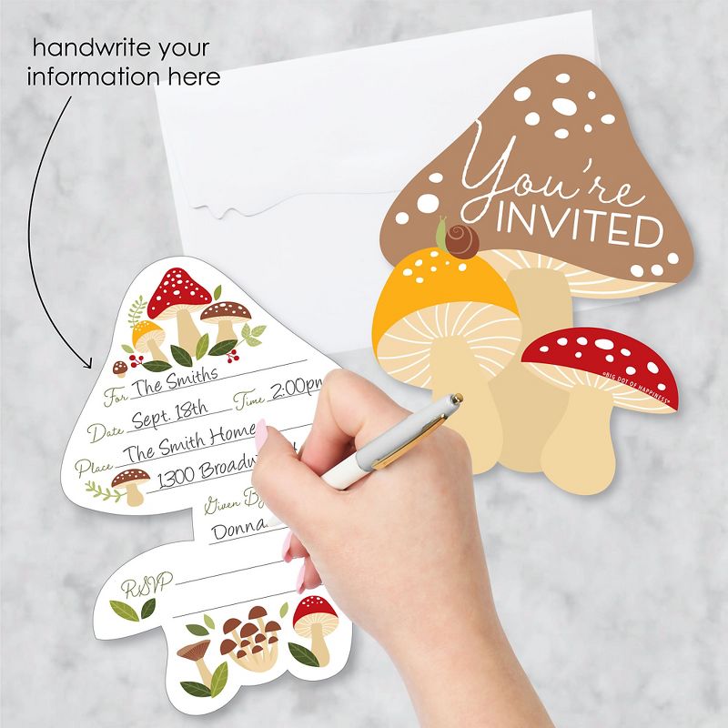 Big Dot of Happiness Wild Mushrooms - Shaped Fill-In Invitations - Red Toadstool Party Invitation Cards with Envelopes - Set of 12, 3 of 9