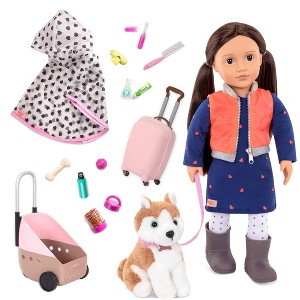 Our Generation Leslie 18" Doll & Pet Travel Bundle - 1 of 4