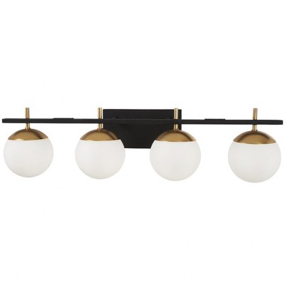 George Kovacs Lighting Alluria 4 - Light Vanity in  Weathered Black W/Autumn Gold