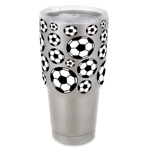 100 North 30 Ounce Stainless Steel On the Go Travel Tumbler With Push Top Lid, Soccer Ball Silver - 1 of 4