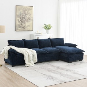 FONTOI Sofas, L-shaped Sofa with Double Seat Cushions, Reversible Sofa Couch with Side Storage Pockets for Living Room Office, Blue, 118"*33"*55" - 1 of 4