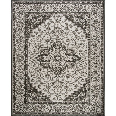 Linden Light Grey & Charcoal Geometric Synthetic Area Rug - 6'7" x 9'2"