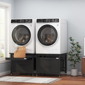 Washer Dryer Pedestals with Pullout Shelf and Drawer,29" Heavy Duty Metal Laundry Pedestal,Washing Machine Stand with Adjustable Feet,850lbs Capacity - 1 of 4