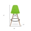 HomeRoots 28" Green And Brown Heavy Duty Plastic And Solid Wood Counter Height Bar Chair - 3 of 4