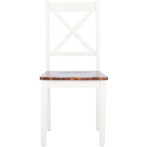 Silio X Back Dining Chair Set of 2 White Natural Safavieh