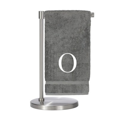 BC BARE COTTON Monogrammed Bath Towel, Personalized Gift, Set of 2 - Gray - Silver Block