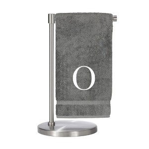 BC BARE COTTON Monogrammed Bath Towel, Personalized Gift, Set of 2 - Gray - Silver Block - 1 of 4