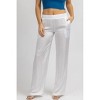 Women's SATIN WIDE LEG PANT - OLIVACEOUS - 2 of 4