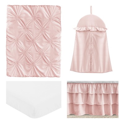 Blush Pink Microfiber Ruched Diamond Toddler Comforter Set