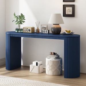 NicBex Console Table with Vertical Stripe Design,Entryway Table with Curved Design,Modern Couch Table for Living Room,Navy - 1 of 4