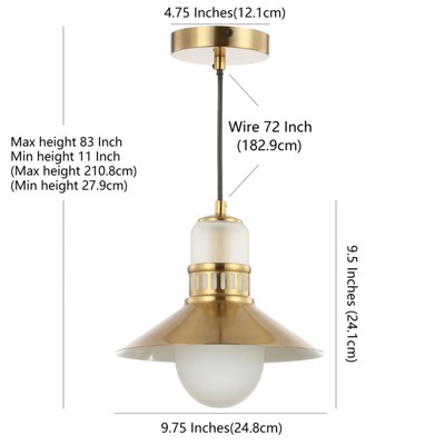 Colin 9.75" Brass Gold Adjustable LED Glass Globe Pendant