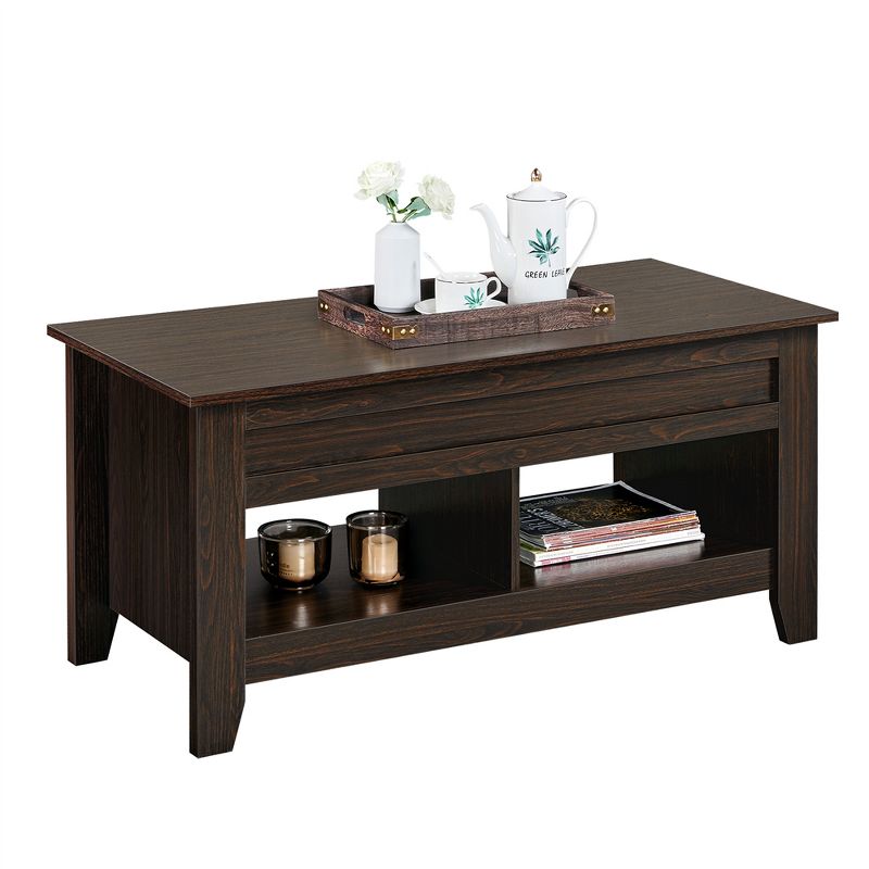 Yaheetech Lift Top Coffee Table With Storage & 2 Open Shelves For Living Room, Reception Room, Office, 3 of 13