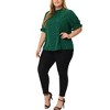 Women's Plus Size Glitter Pleated Keyhole Back Star Print Puff Sleeve Blouses - Agnes Orinda - 2 of 4