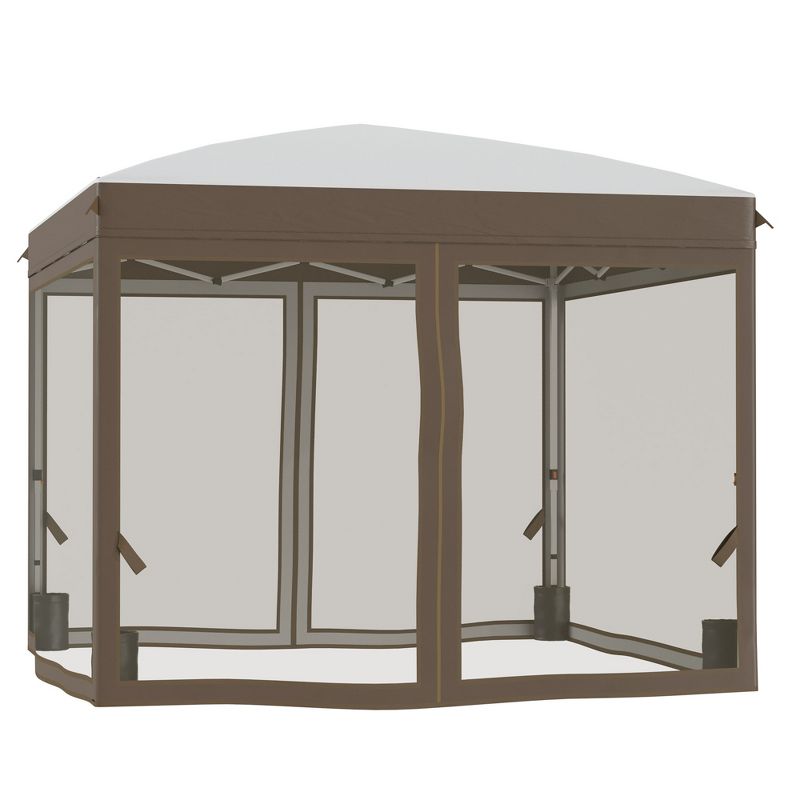 Outsunny 10' x 10' Pop Up Canopy Tent Foldable Gazebo with Netting, Wheeled Carry Bag and Sand Bags, 4 of 7