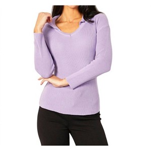 Women's Collared V-Neck Top - Angel Apparel - 1 of 2