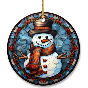 Lomsoe Snowman Ceramic Ornament Christmas Tree Decor Christmas Round Hanging Ornament Christmas Snowman Ornament for Home Decors Christmas Gift - 1 of 4