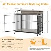 Furniture Style Wooden Dog Crate with Wheels, Dual Bowls & Washable Mat, Heavy-Duty End Table Pet Kennel for Large Dogs - 2 of 4