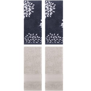 REGALWOVEN 4 Pcs Bathroom Pure Cotton Absorbent Soft Decorative Hand Towel 14" x 30" - 1 of 4