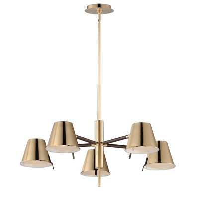 Maxim Lighting Carlo 5 - Light Chandelier in  Dark Bronze/Leather/Heritage Brass