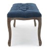 Okak Plush Comfort Ottoman Bench with Luxury Tufted Upholstered, Wooden Legs, Extra Long Footrest Stool for Bedroom,Entryway,Hallway, Gray - 3 of 4