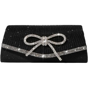 Bow Evening Bag Sparkly Clutch Purses for Women Wedding Glitter Rhinestone Party Prom Purse - 1 of 4