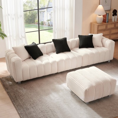 Modern Upholstered Sofa Chair with Ottoman, Three-Seater Couch for Lounging, Small Spaces and Accent Seating - The Pop Home