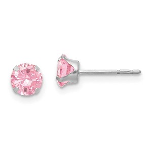 Black Bow Jewelry 5mm Pink Cubic Zirconia Stud Earrings in 14k White Gold - 1 of 4