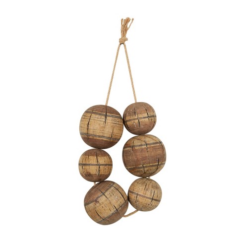 13x8 Wood Buoy Handmade Distressed Striped 6 Strung Wall Decor With  Hanging Rope Brown - Olivia & May : Target