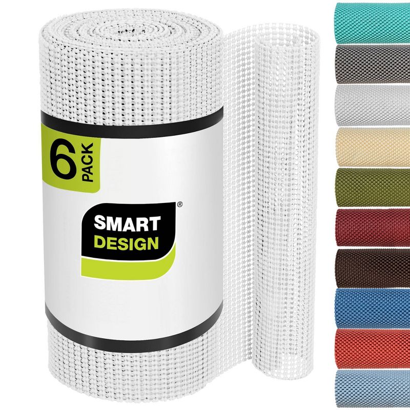 Smart Design Set of 6 18&#34;x5ft Classic Grip Shelf Liner White, 1 of 7
