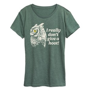 Women's - Instant Message - Give A Hoot Owl Short Sleeve Graphic T-Shirt - 1 of 4