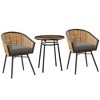 Outsunny 3 Piece Patio Set, Outdoor Bistro Furniture, PE Rattan Wicker Table and Chairs, Cushioned, Barrel Style - 4 of 4