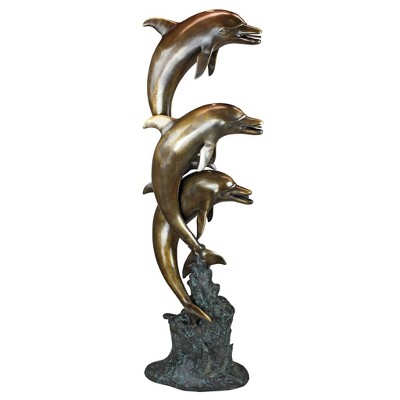 Design Toscano Triple Leaping Dolphins Cast Bronze Garden Statue