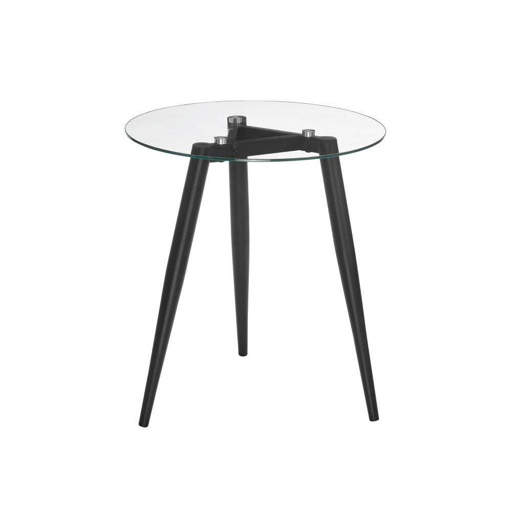 Photos - Dining Table Van Beuren Round Mid-Century Modern Glass Top Side Table Black - Danya B.