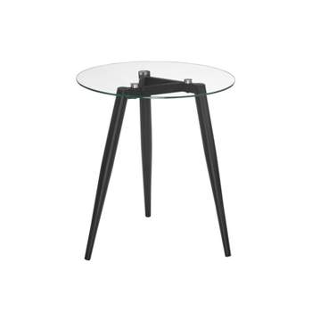  Van Beuren Round Mid-Century Modern Glass Top Side Table - Danya B.