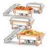 Rose Gold 2-Pack 8 Qt Chafing Dish & Buffet Warmer Set with Folding Frame, Spoon & Tweezer for Weddings, Parties, Banquets, Catering Events - 3 of 4