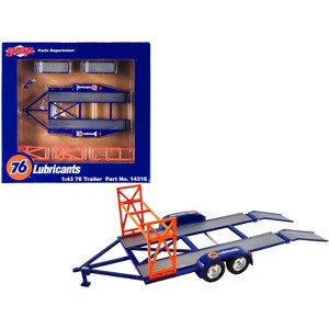 Tandem Car Trailer with Tire Rack Blue "Union 76" for 1/43 Scale Model Cars by GMP - 1 of 4
