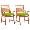vidaXL 2X Solid Acacia Wood Patio/Garden Dining Chairs Cushion Included - Retro Style 22"x24.4"x36.2" - 2 of 4