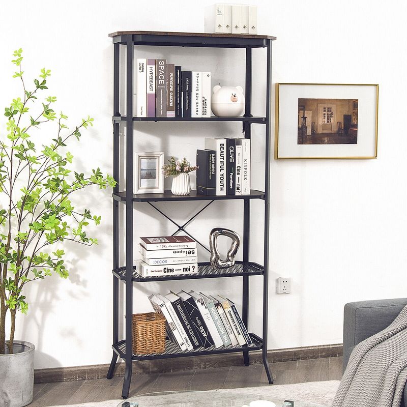 Costway 5 Tier Bookshelf Standing Storage Shelf Unit for Kitchen Living Room Office, 3 of 11
