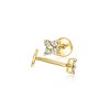 Ross-Simons Diamond Clover Single Flat-Back Stud Earring in 10kt Yellow Gold - 4 of 4