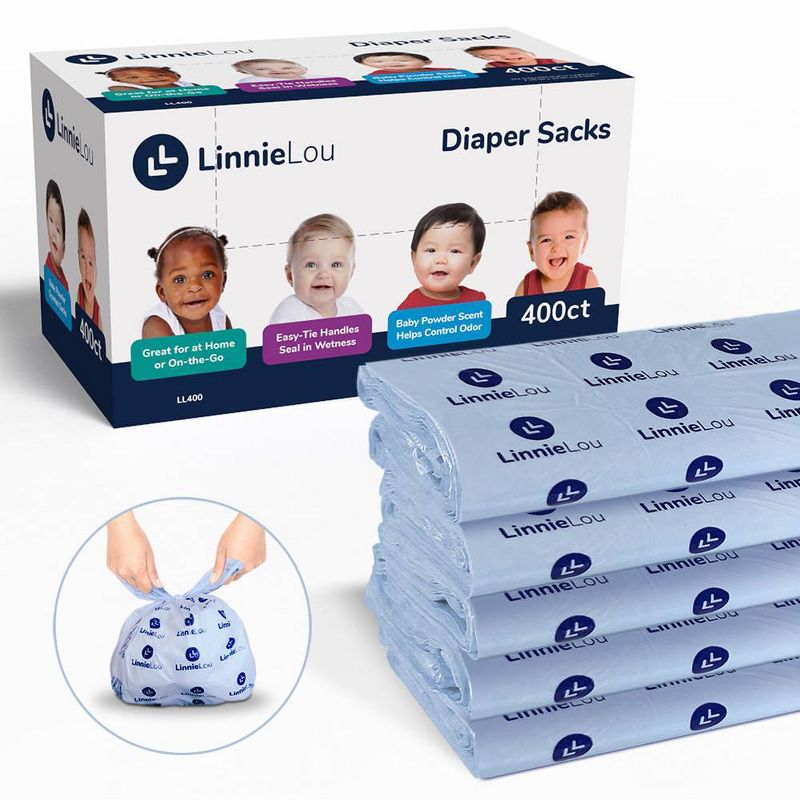 LinnieLou Baby Powder Scented Disposable Diaper Sacks - 400ct, 2 of 11