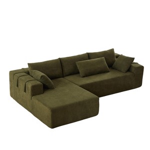 TiramisuBest 132" Modular L-Shaped Upholstered Sectional Sofa Set w/ 6 Pillows & Free Combination for Living Room & Bedroom,Green - 1 of 4