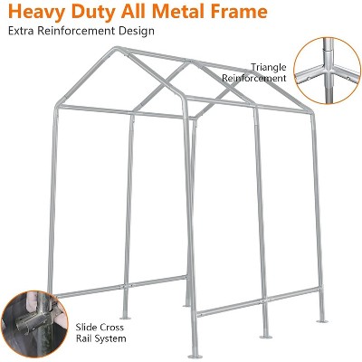 Carport Portable Storage Shed Storage Shelter, Roll-Up Zipper Doors, All-Season Protective Car Tent Tarp, Sturdy Metal Frame, Waterproof Carport