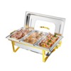 ROVSUN 9QT Gold Chafing Dishes for Buffet with 2 Half Size Pan,Stackable Design for Party Wedding Catering - 3 of 4